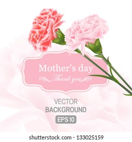 Vector Floral background with Place for your text. Abstract Classical congratulation card.  With drops of carnations.