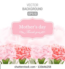 Vector Floral background with Place for your text. Abstract Classical congratulation card. With drops of carnations.