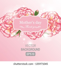 Vector Floral background with Place for your text. Abstract Classical congratulation card. With drops of carnations.