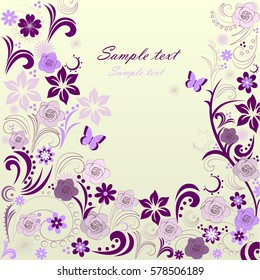 Vector floral background in purple colors 