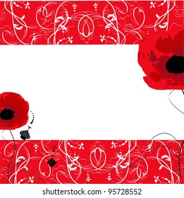 vector  floral background with red poppies