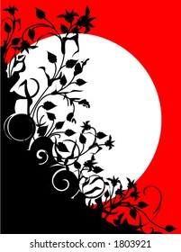 vector floral background in Red White and Black scalable with no loss of quality