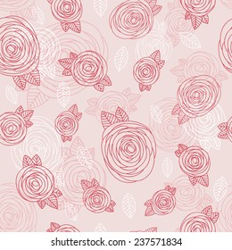 Vector floral background  with rose, pink seamless nature pattern