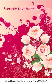 Vector floral background with roses and free space four your text