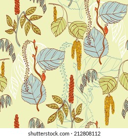 Vector floral background. Seamless pattern with plants.