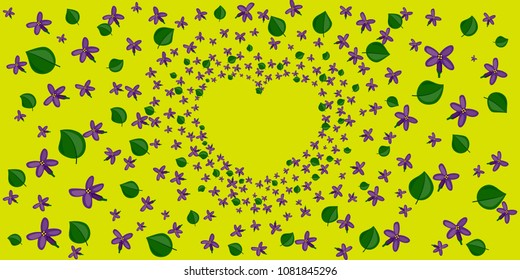 Vector floral background in the shape of heart. Illustration in the shape of a heart. Eps10
