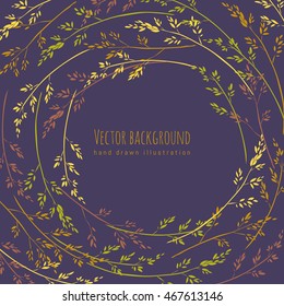 vector floral background with silhouette of grass