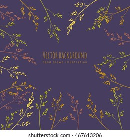 vector floral background with silhouette of grass