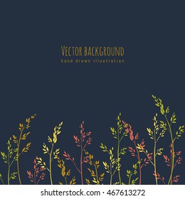 vector floral background with silhouette of grass