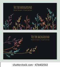vector floral background with silhouette of grass