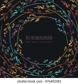 vector floral background with silhouette of grass