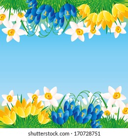 Vector floral background. Spring flowers.