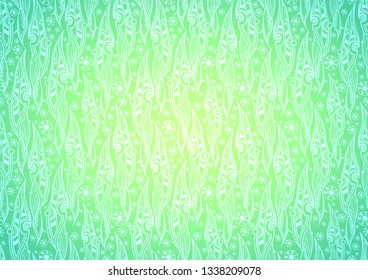Vector floral background of stylized leaves pattern in Damascus style. Floral, organic vintage with the gradient of soft green spring colors