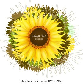Vector floral background with sunflower 

