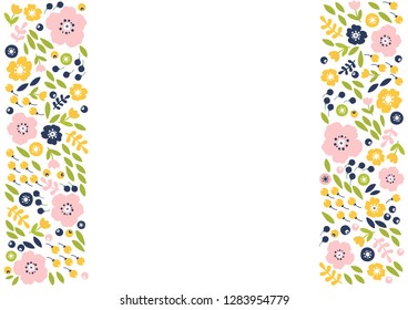 Vector floral background. Useful for flyers, brochure, invitation, posters, card, sticker. Can be used as greeting card, wedding illustration. Copy space for your text on white background.