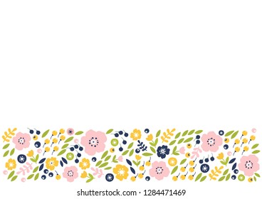 Vector floral background. Useful for flyers, brochure, invitation, posters, card, sticker. Can be used as greeting card, wedding illustration. Copy space for your text on white background.