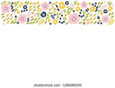 Vector floral background. Useful for flyers, brochure, invitation, posters, card, sticker. Can be used as greeting card, wedding illustration. Copy space for your text on white background.
