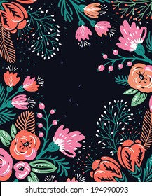 vector floral  background with vibrant blooming flowers