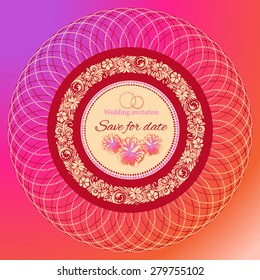 Vector floral background. Vintage style. Blank greeting cards, wedding invitations.Flowers in a circle. 