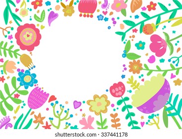 Vector floral background. Vivid colors and white background.