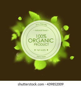 Vector floral background. White paper circle with green plants. Organic background.