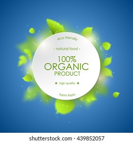 Vector floral background. White paper banner with green plants. Organic background.