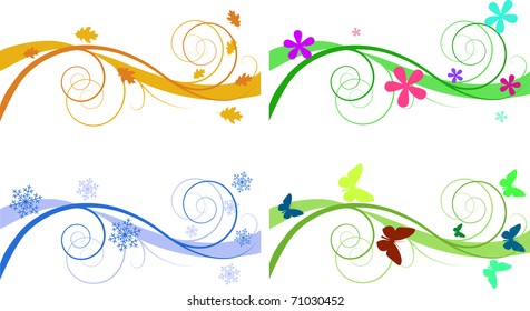 Vector floral backgrounds for banners of different seasons