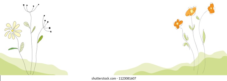 Vector floral banner background with copy space
