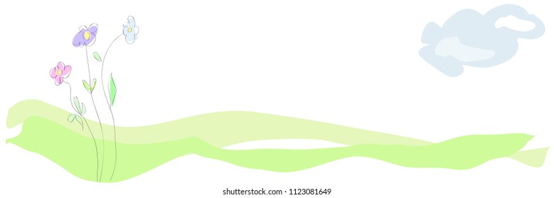 Vector floral banner background with copy space