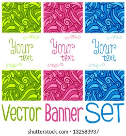 Vector floral banner set. Background with flowers with place for your text or logo. Invitation to party.