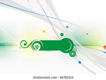 Vector floral banner with white wave line background, vector illustration, No mesh in this Vector