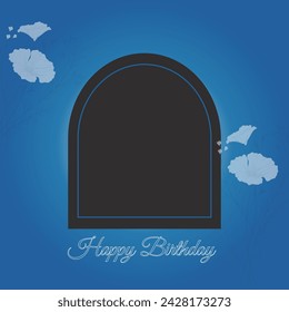 Vector floral birthday poster template with photo