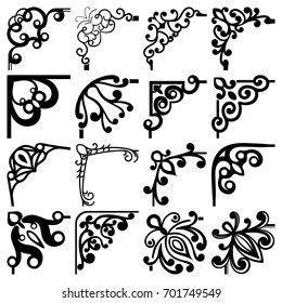 Vector Floral Black White Corners Set Stock Vector (Royalty Free ...