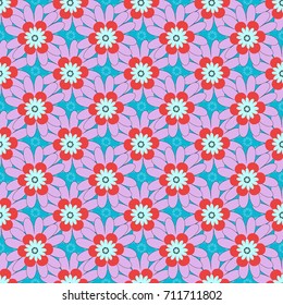 Vector floral blue and pink texture pattern. Seamless pattern can be used for wallpaper, pattern fills, printing, surface textures, fabric or textile.
