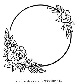 Vector Floral border , Black and White Floral wreath for Wedding invitation.