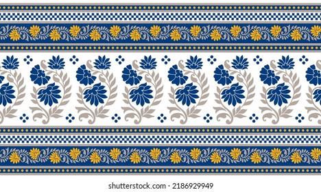 Vector floral border with geometrical shapes