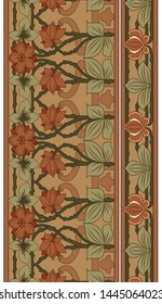 Vector floral border with leaves