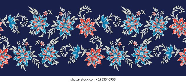 Vektorflorale Grenze auf blauem Hintergrund