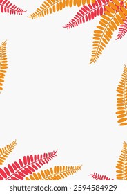 Vector floral border with pink and orange leaves. Frame design for check sheets, cards, invitations.