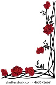 vector floral border with roses for corner design