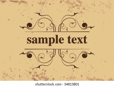 Vector floral border for text on grunge background.