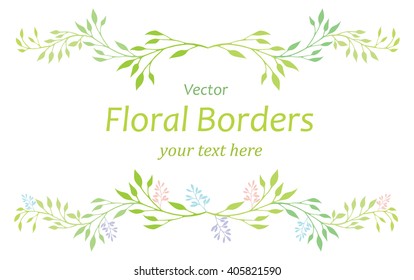 Vector floral borders isolated on white background