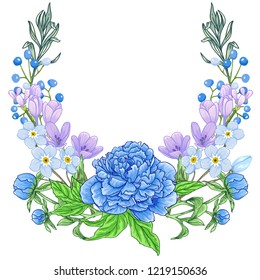 Vector floral botanical arrangement set. 