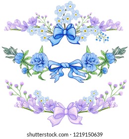 Vector floral botanical arrangement set. 