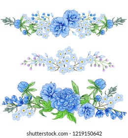 Vector floral botanical arrangement set. 