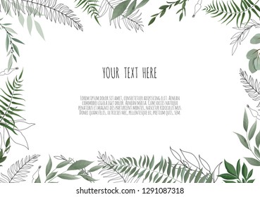Vector floral botanical card design with leaves