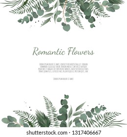 Vector floral botanical card design with leaves