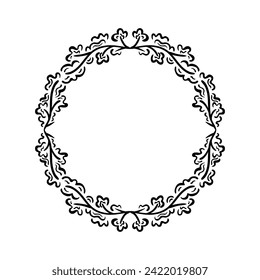 Vector floral botanical hand drawn frame black color
