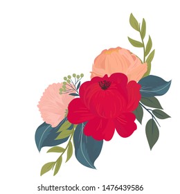 vector floral bouqet. romantic, wedding, vintage, theme for logo, card, flyer, branding