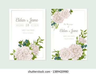 Vector floral bouquet design: chrysantemum, dahlia, greenery, leaves, flower, berry. Wedding vector invitation card. Perfect for background greeting cards of the birthday, Valentine's, Mother's Day.